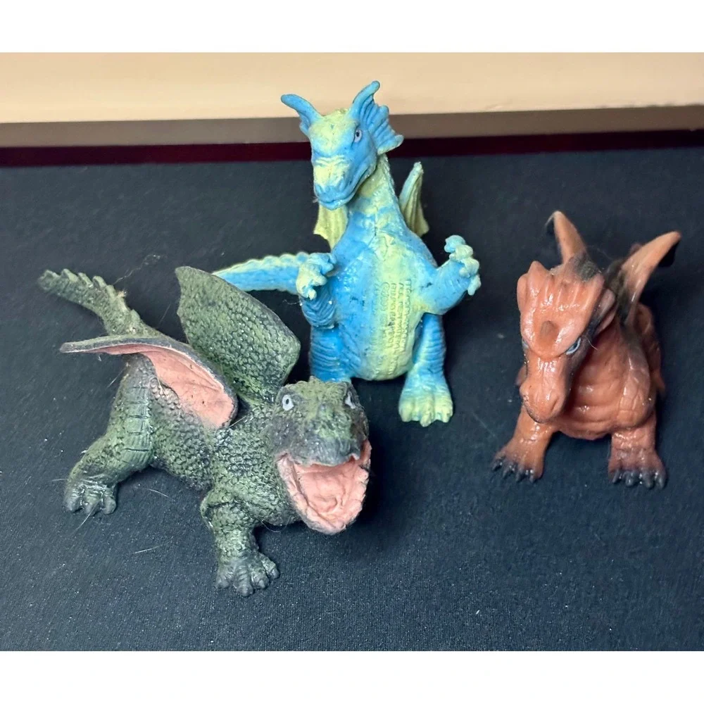 Toy Major 2005 Dragon Dinosaur Figures Lot 9 Squishy Rubber EPS Bead Filled Toys